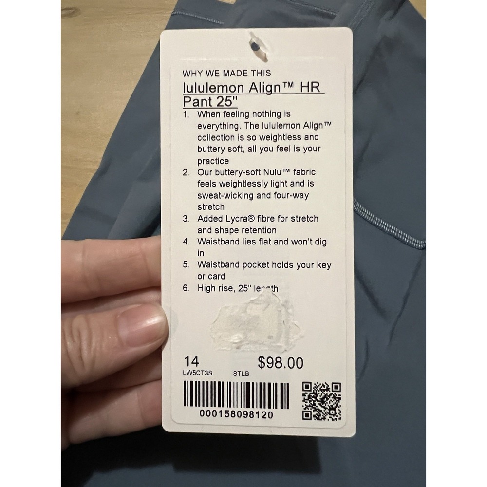 NWT Lululemon Align High Rise 25" Nulu Leggings Slate Blue Size 14 - Picture 2 of 8